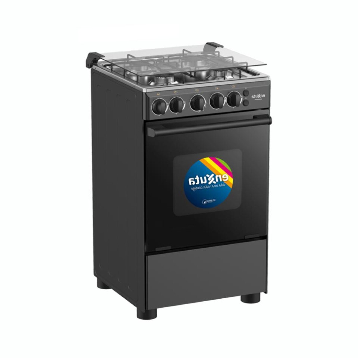 Cocina ENXUTA CENX9504N A Gas Cuatro Hornallas Tapa De Vidrio - Negra 