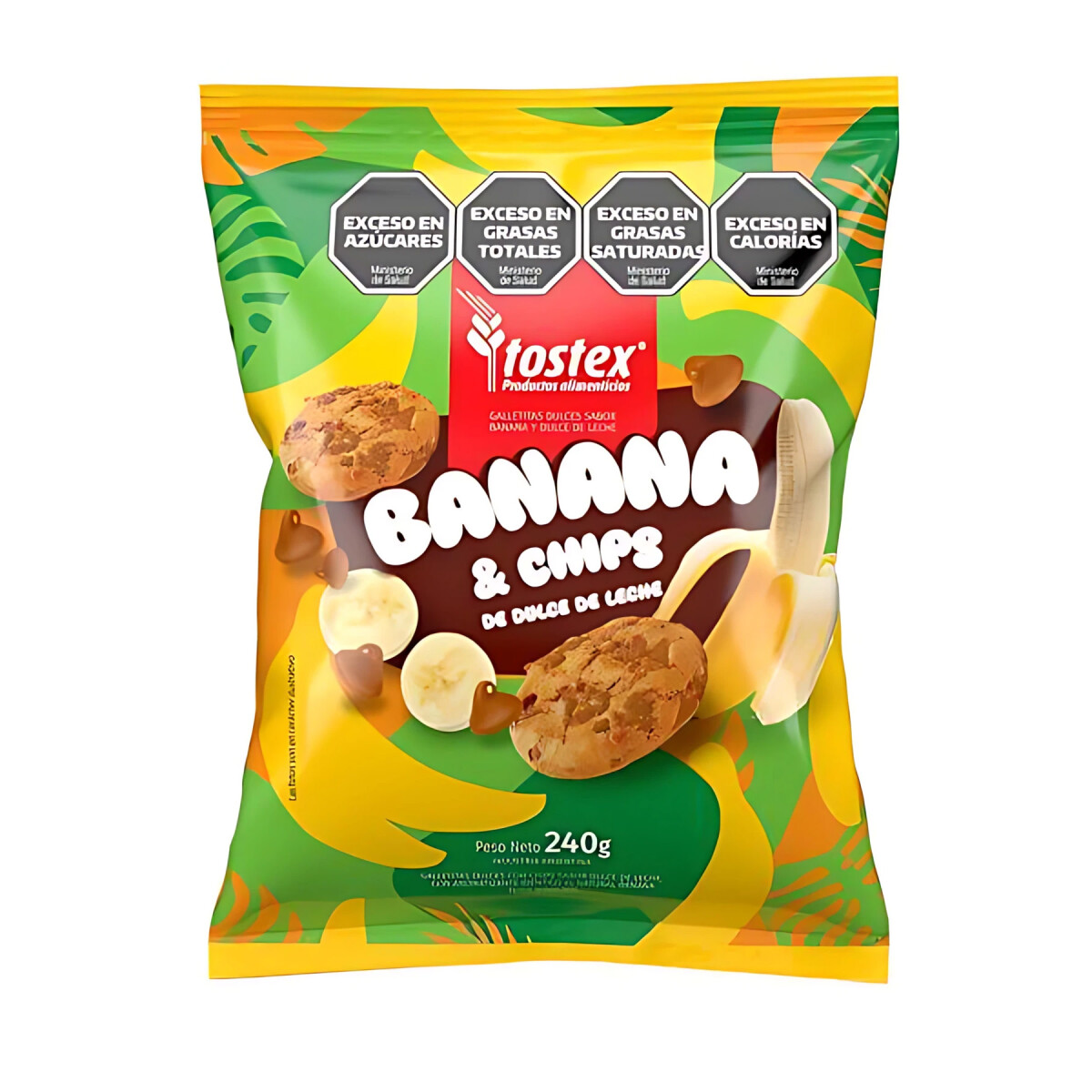 Galleta Tostex Banana y Chips de Dulce de Leche 240 grs 