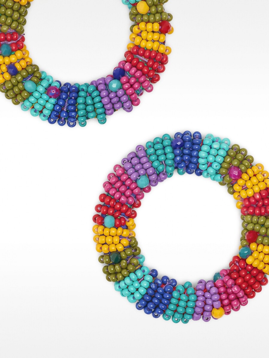 Pendientes Maxi Con Cuentas Multicolor multicolor