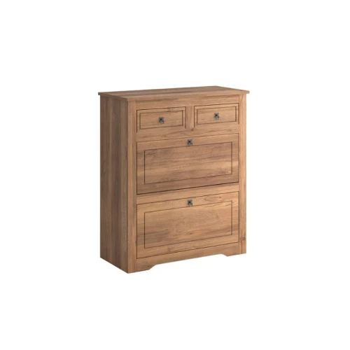 Comoda Zapatera Madera Maciza Linea Mexicana Oscura