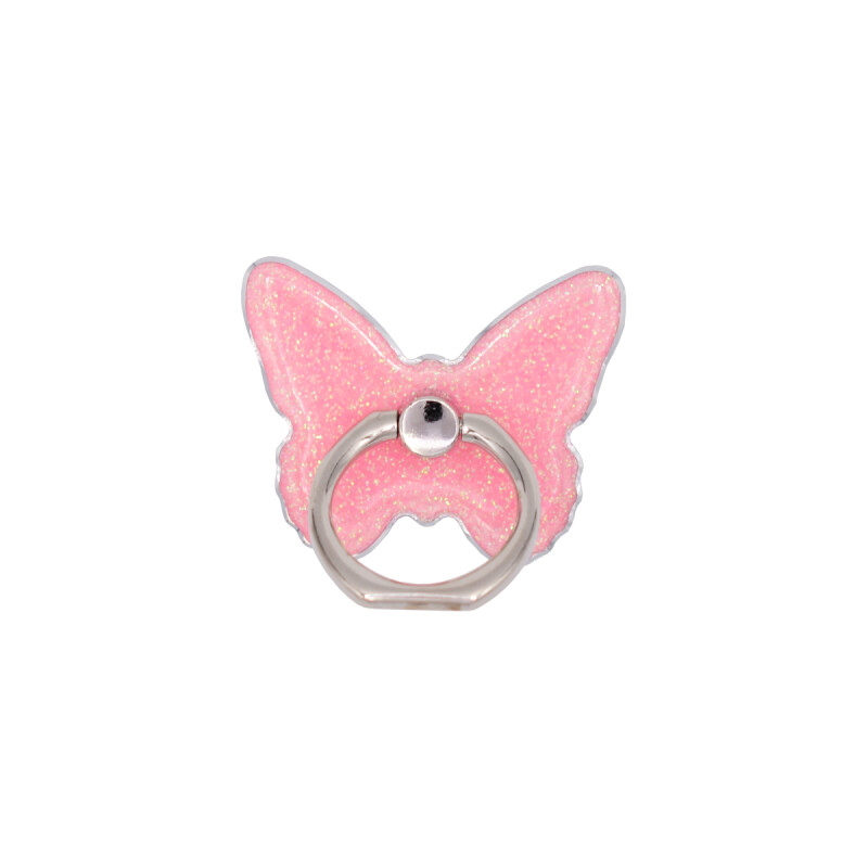 Anillo soporte para celular diseño mariposa brillos rosa Anillo Soporte Para Celular Diseño Mariposa Brillos Rosa