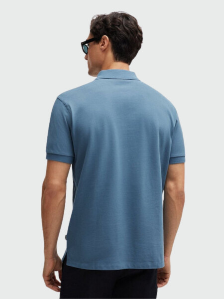 BOSS Polo de Algodón Piqué con Logo Bordado Celeste
