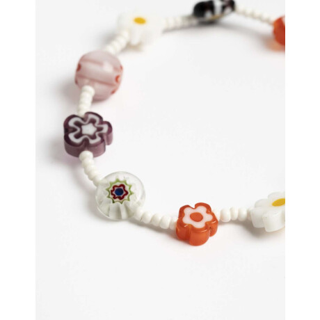 Pulsera Elástica Para Niñas Flor Y Beads Combinacion Multicolor
