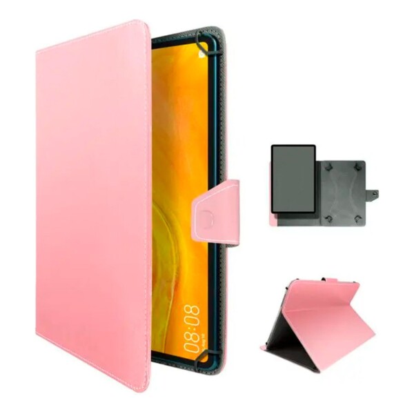 Estuche Funda Protector Soporte Tablet 10.1 10 9 Simil Cuer Color Variante ROSADO