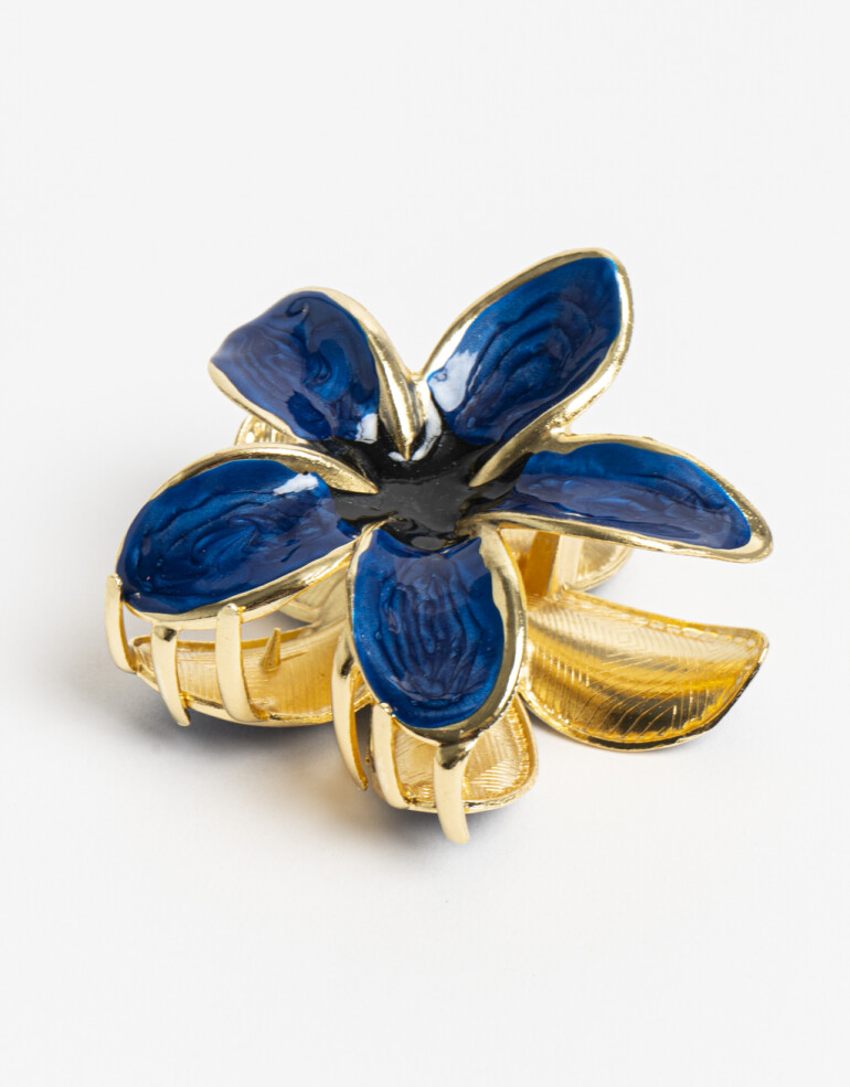 Broche Flores Broche Metálico Flor Hawaiana - Azul Medio