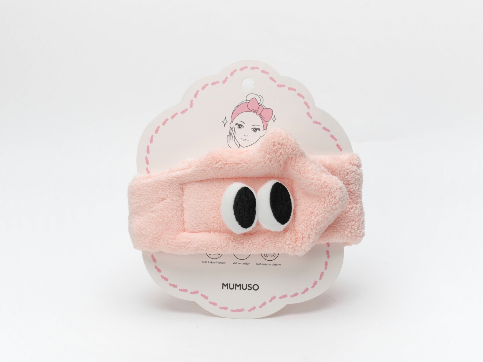 DIADEMA AJUSTABLE CON VELCRO Y OJOS GRANDES (ROSA) 