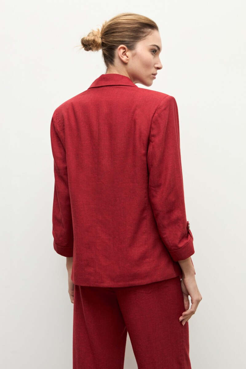 Blazer lino roll-up carmesí