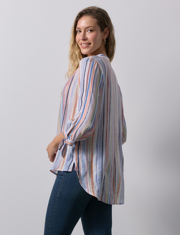Blusa Lineas Mga Nudos MULTI/AZUL