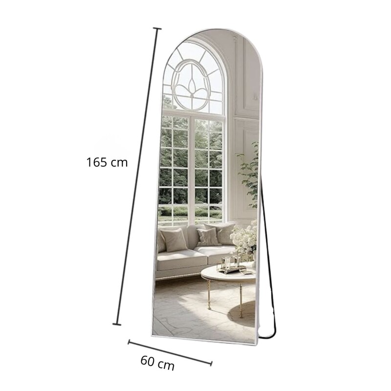 Espejo De Pie Lumax Suler Rectángulo Redondeado 60 x 165cm Plateado