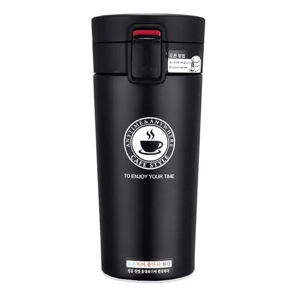 Vaso Térmico 350ml C/ Tapa Abre Facil Cafe Te Agua Y+ Variante Color Negro