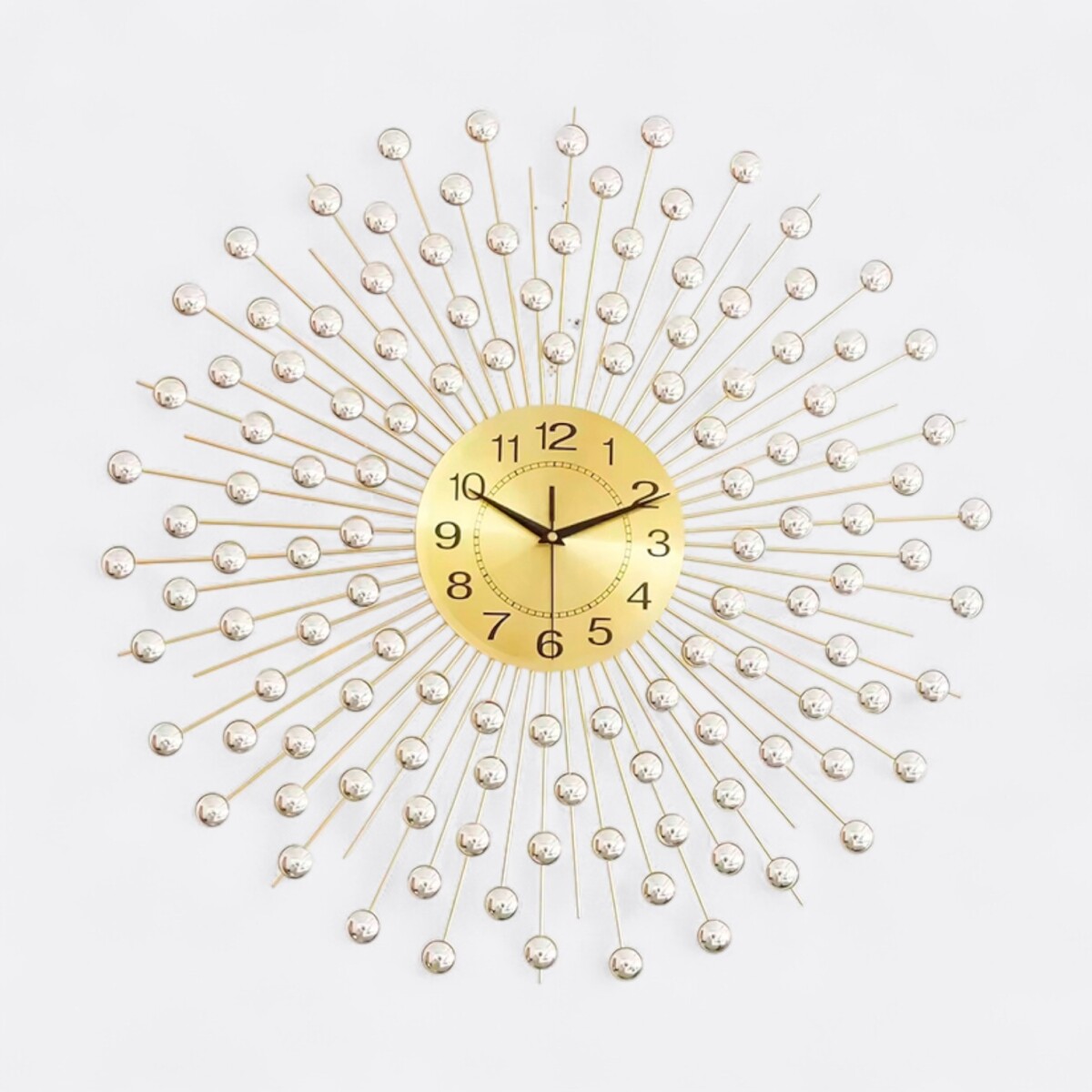 Reloj De Pared Sol Dorado Con Brillos 