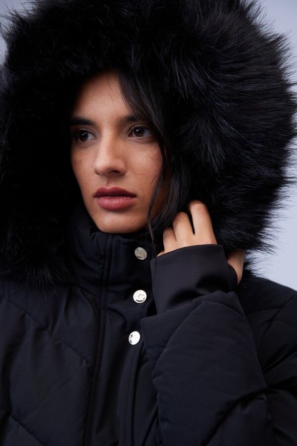 Campera Abrigo Faux Fur NEGRO
