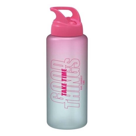 Botella Tritán Deco Letras Plástica 1Lt c/ Manija Moly Renga Rosa