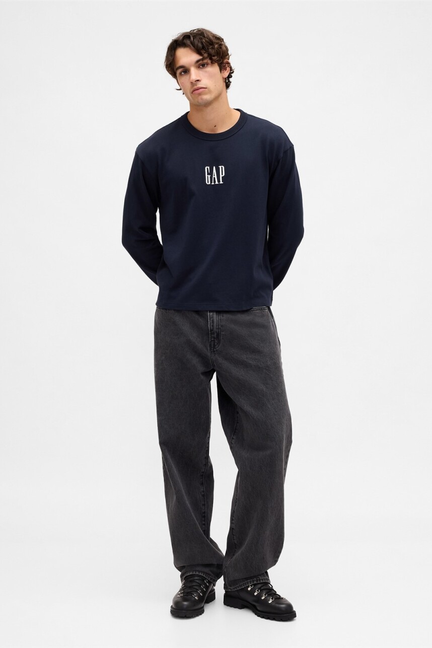 Remera Logo Gap Manga Larga Hombre New Classic Navy