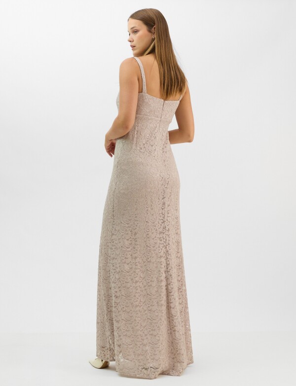 Conjunto Dos Piezas Tul Bordado BEIGE