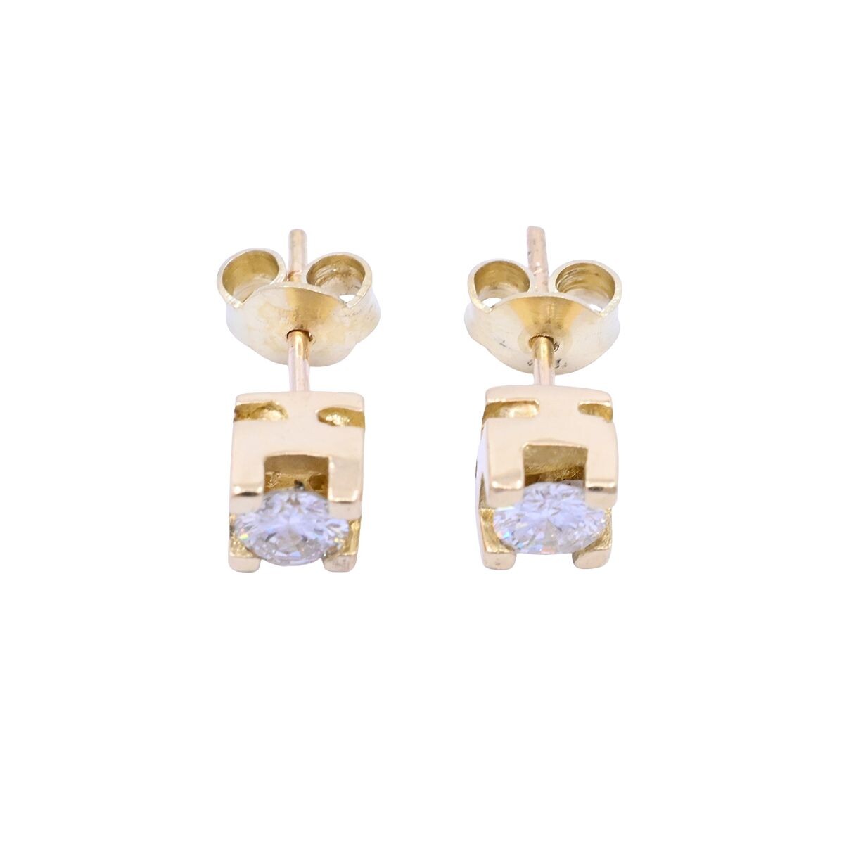 Caravanas oro 18k amarillo engarce 4 puntas con brillantes 