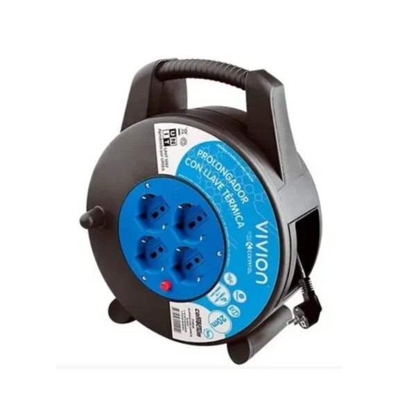 ALARGUE ENROLLADOR 3x1MM 4 SCHUKO 20 METROS VIVION Alargue Enrollador 3x1mm 4 Schuko 20 Metros Vivion