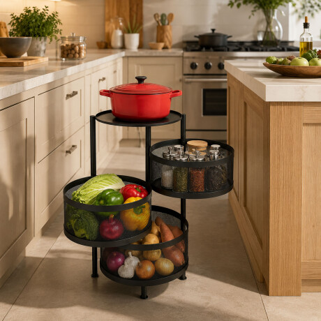 Carrito Organizador 3 Niveles Metal Cocina Hogar Negro