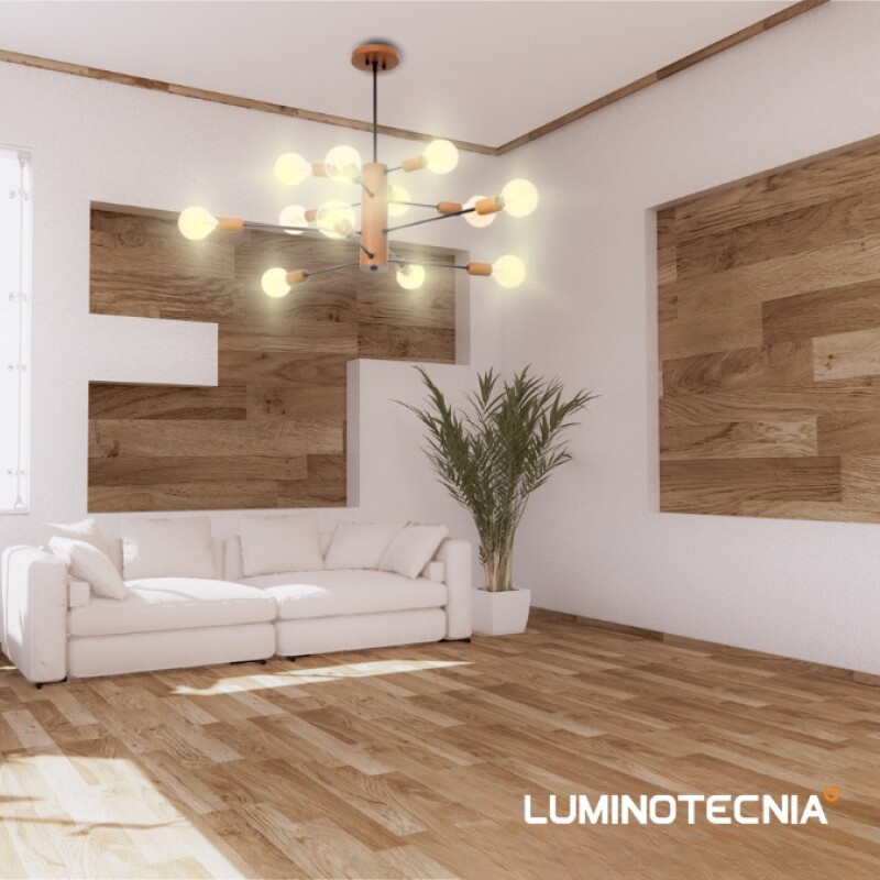 COLGANTE ANA 12 LUCES E27 MADERA COLGANTE ANA 12 LUCES E27 MADERA