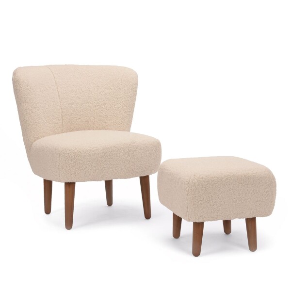 Butaca Poltrona Sillón Tapizado Tipo Teddy BLANCO