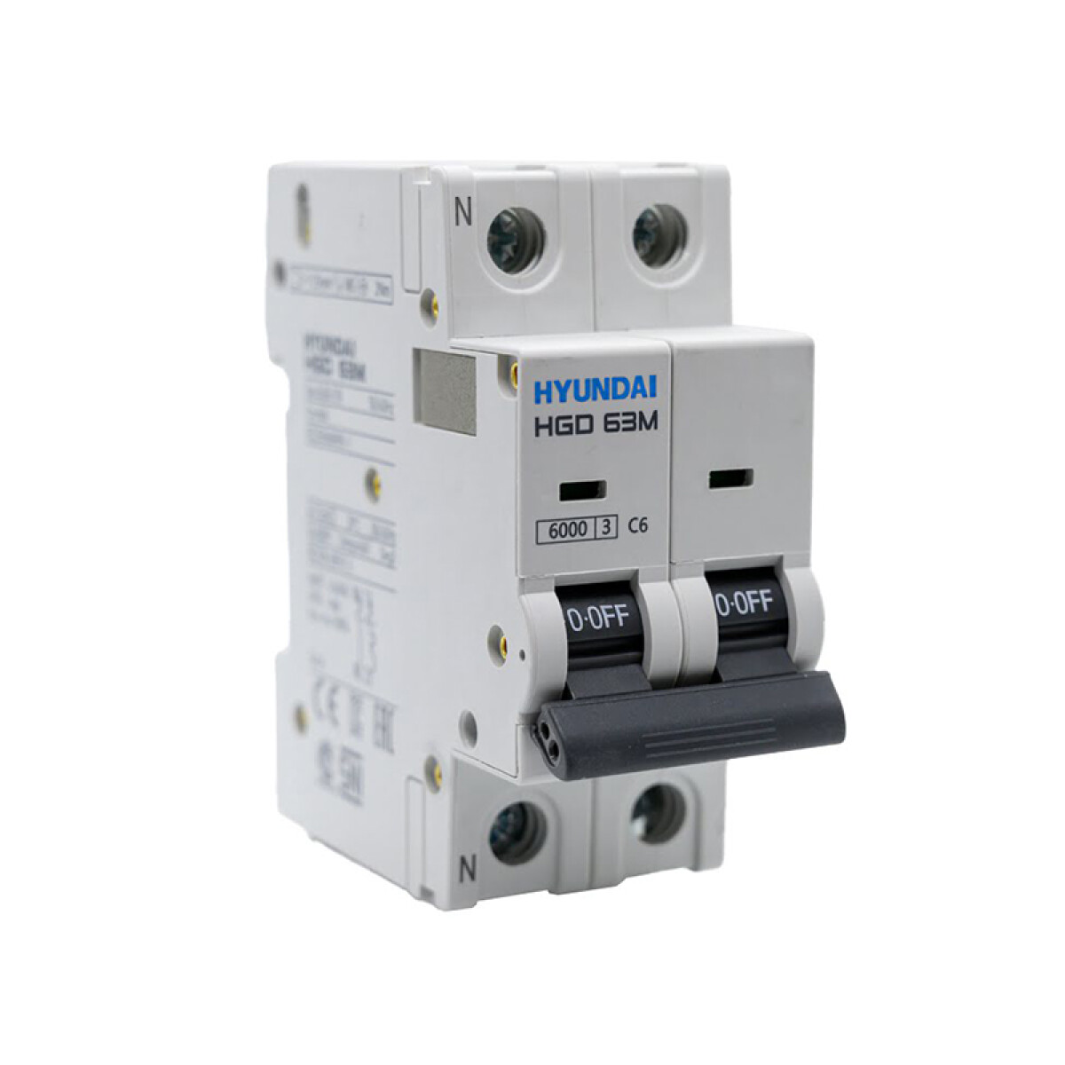 Llave térmica HGD63S din 2P 6A 4,5kA - HY1206S 