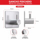 Gancho perchero metálico adhesivo PLATEADO