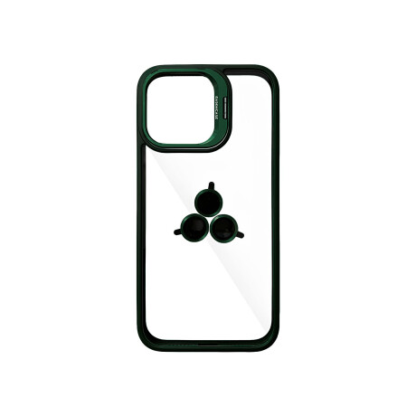 Case Transparente con Borde de Color y Protector de Lente Iphone 15 Pro Green