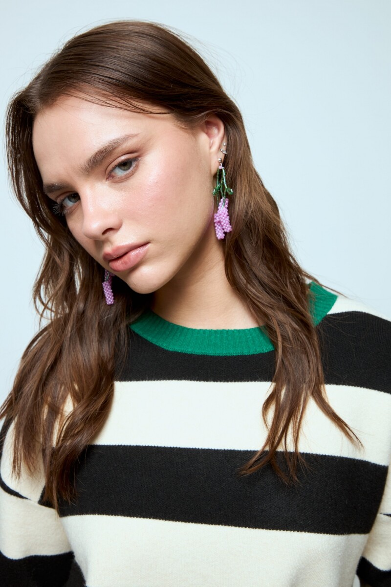 Caravanas flor tulip mostacillas lila