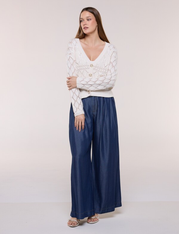 Cardigan Calado Con Botones Carey BEIGE