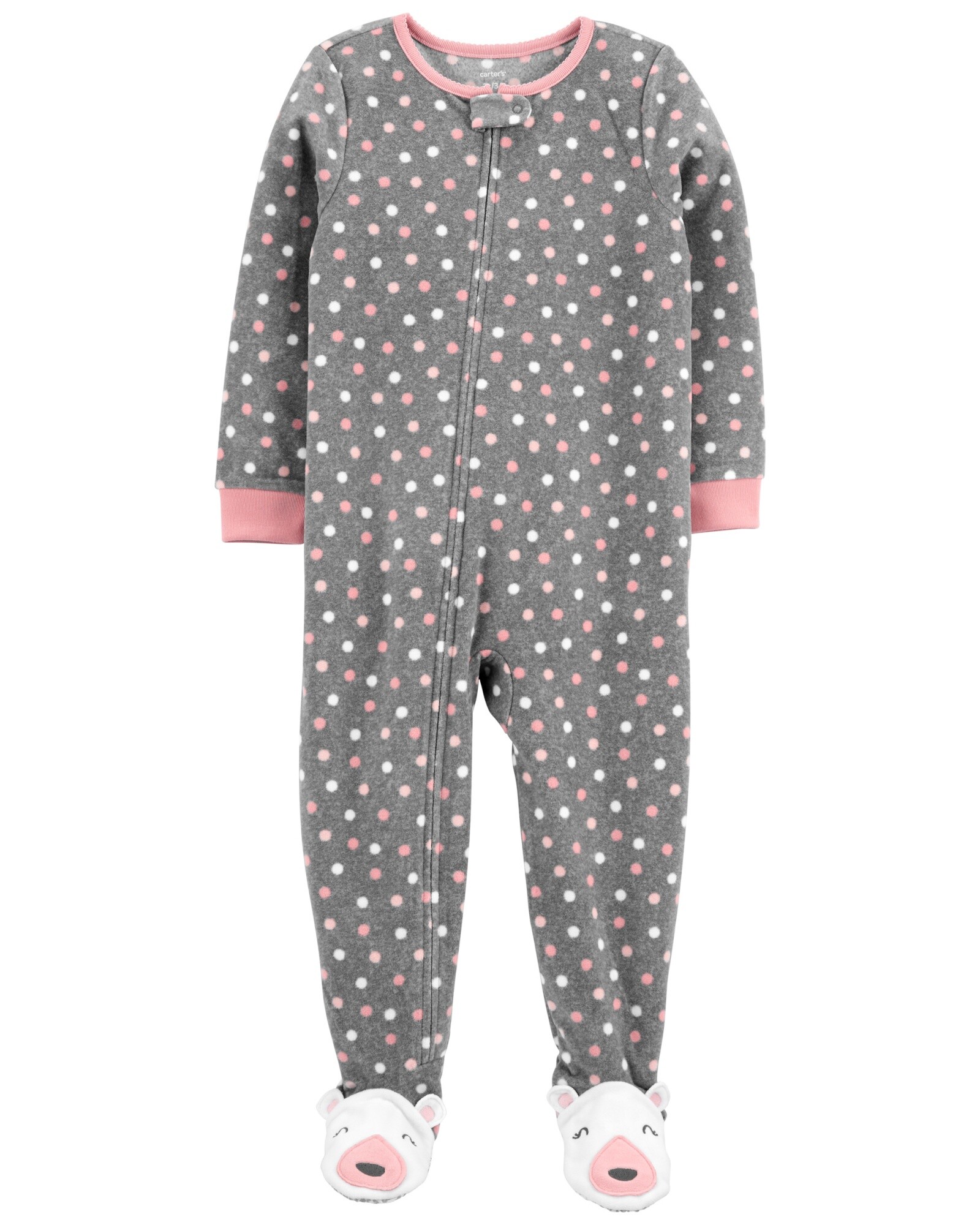 Pijama de 1 pieza de micropolar con pie con lunares 0