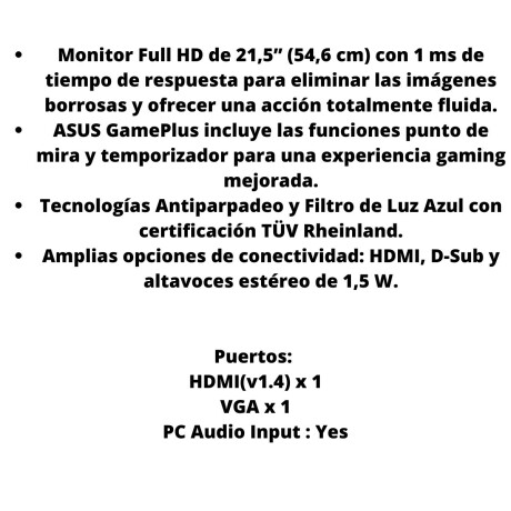 Monitor Asus 21 FullHD 60HZ V01