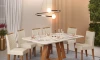 Juego De Comedor - 6 Sillas + Mesa Vidrio - Celeste Blanco / Blanco