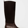 Bota caña alta New ascot en gamuza Marron