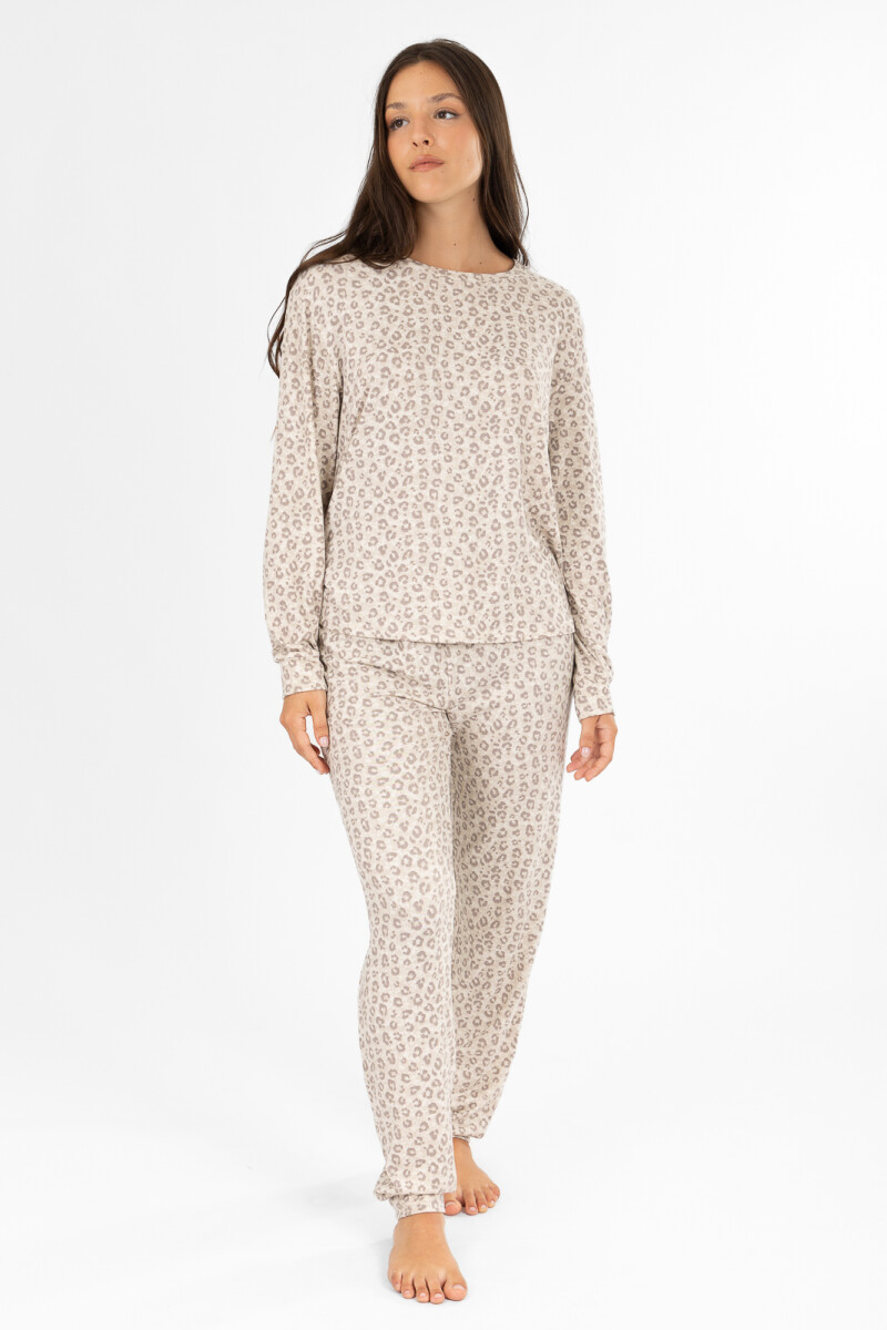 Pijama need leopard beige - Crema 