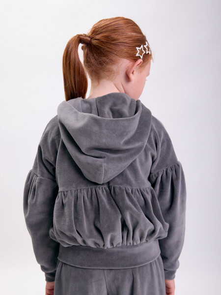 Campera plush frunces Gris