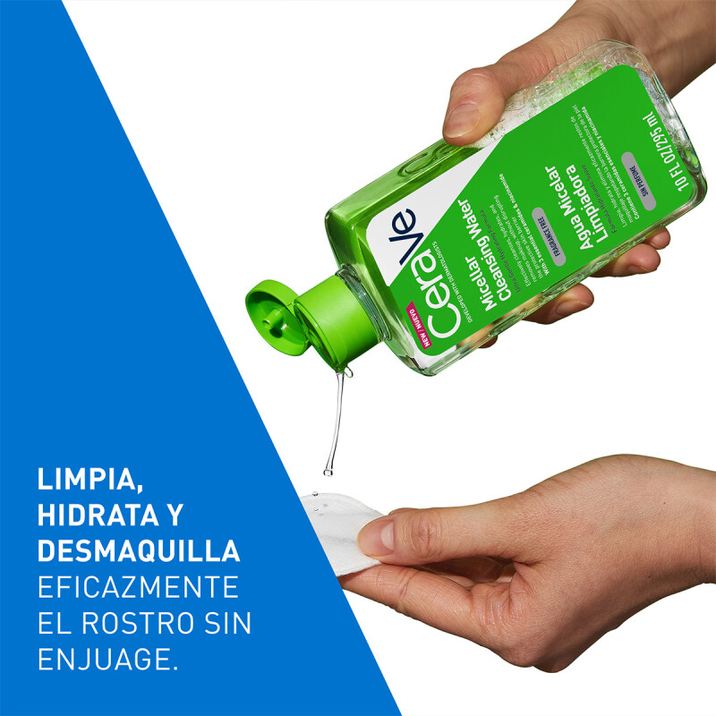 CERAVE AGUA MICELLAR LIMPIADORA 10 OZ - Desmaquillante suave con acido hialuronico y niacinamida CERAVE AGUA MICELLAR LIMPIADORA 10 OZ - Desmaquillante suave con acido hialuronico y niacinamida
