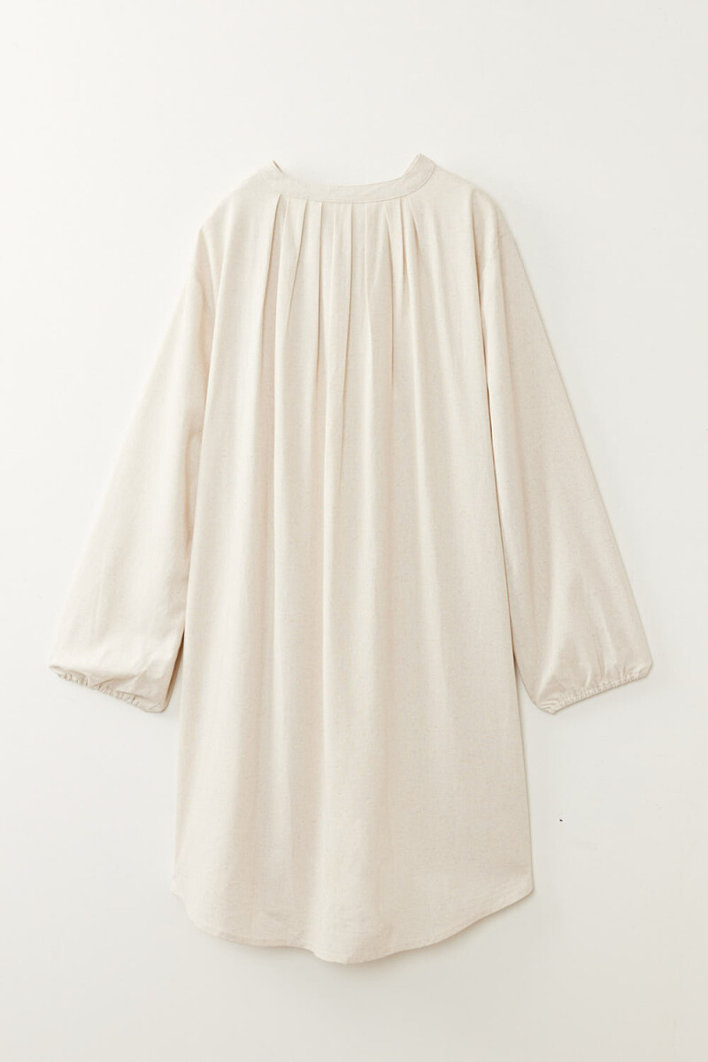 Vestido mangas volumen Beige