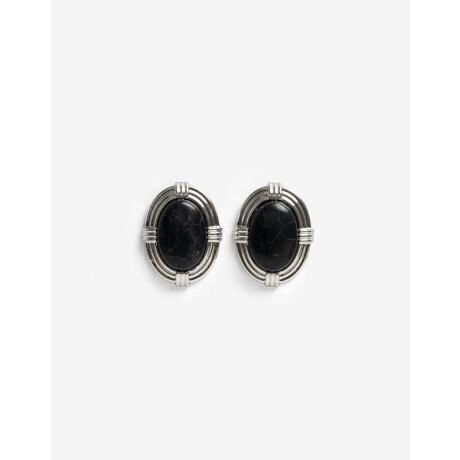 Aros Colgantes Cortos Piedra Vintage Plateado Rodio