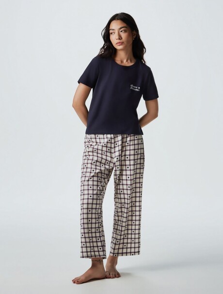 PIJAMA CON PANTALÓN LARGO AZUL