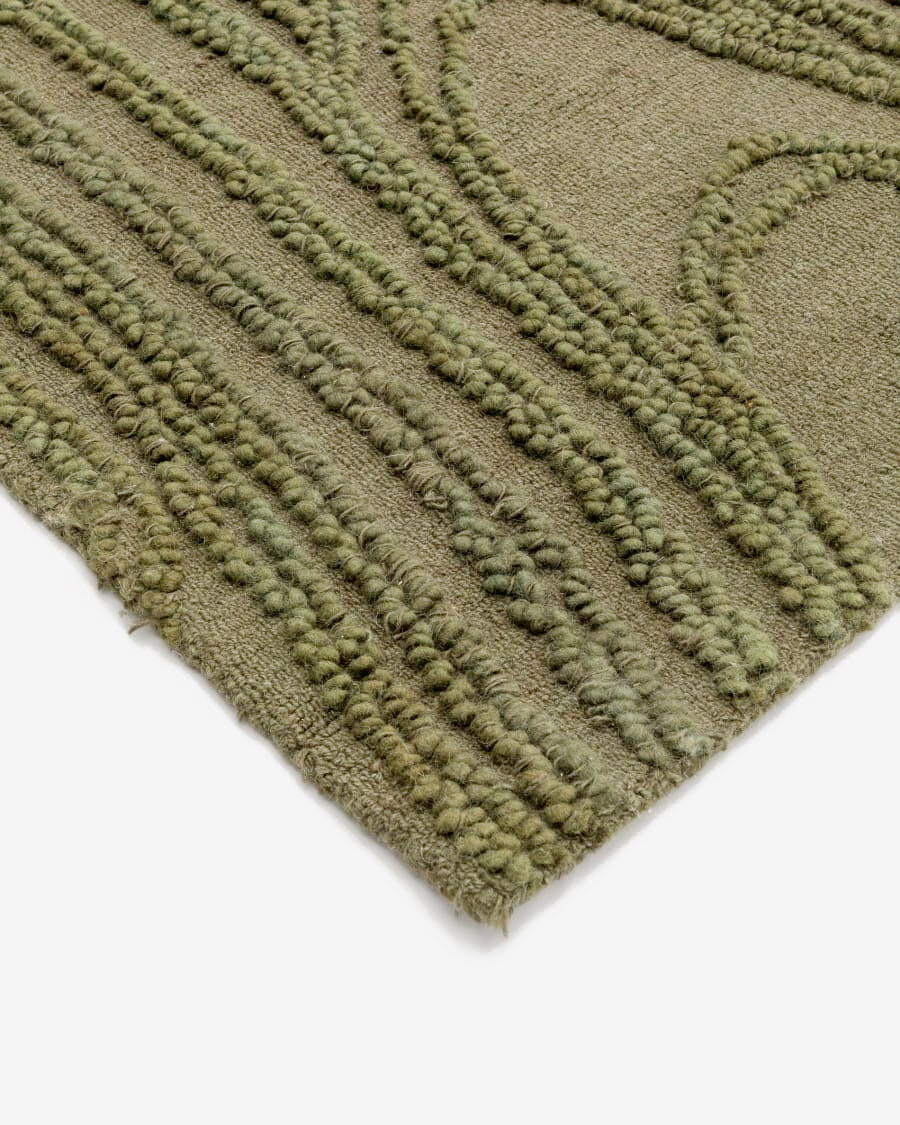 Alfombra Veiza de lana verde 160 x 230 cm Alfombra Veiza de lana verde 160 x 230 cm