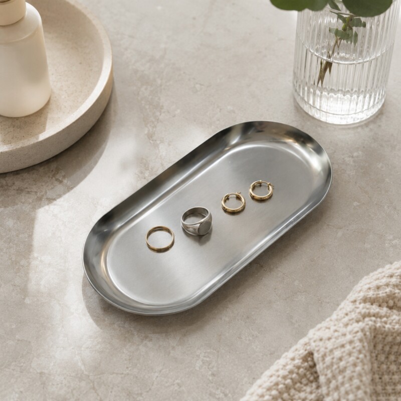 Bandeja Oval 18x8 cm metal PLATA