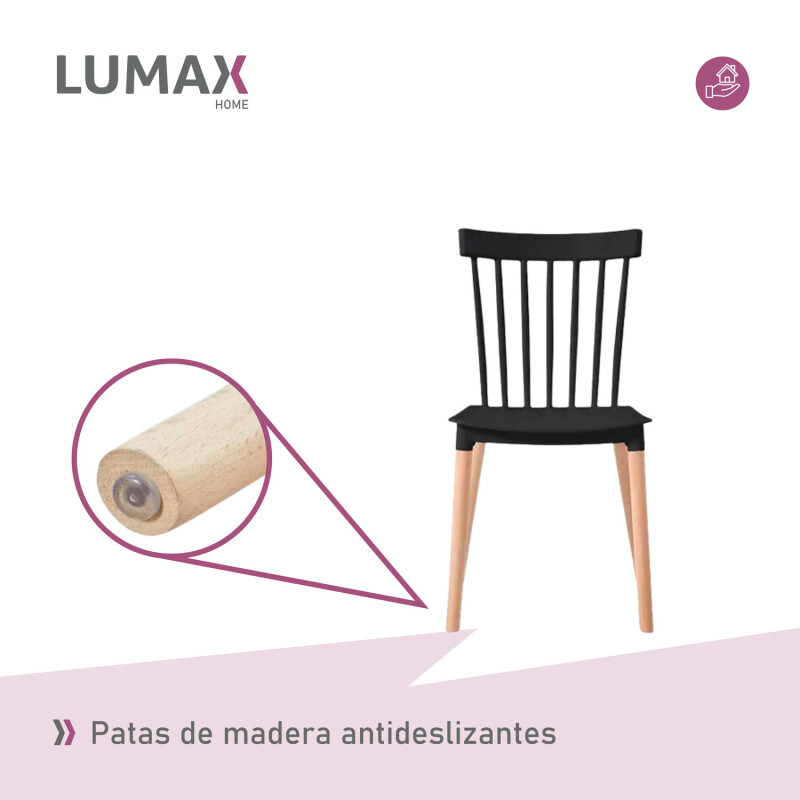 Silla De Comedor Lumax Lizzy Resistente Diseño Funcional Y Elegante Para Hogar Negro