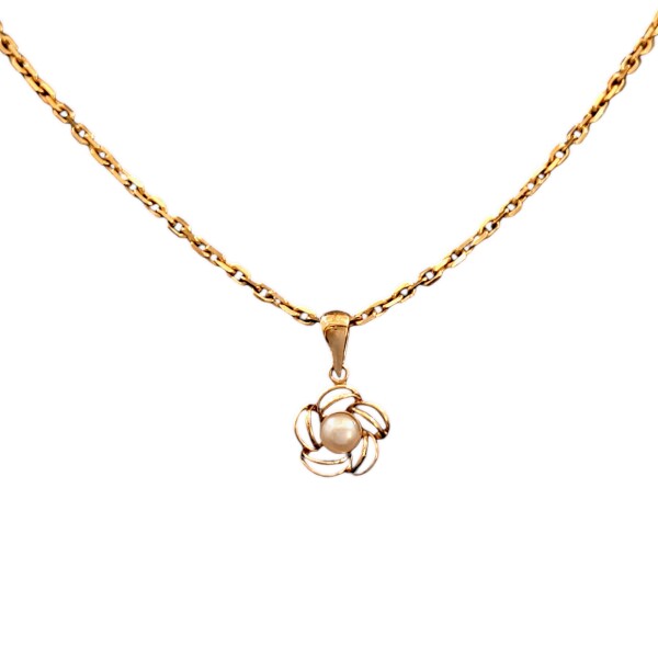 Dije Flor-Oro bajo-Con Perla-CP8555 conperla