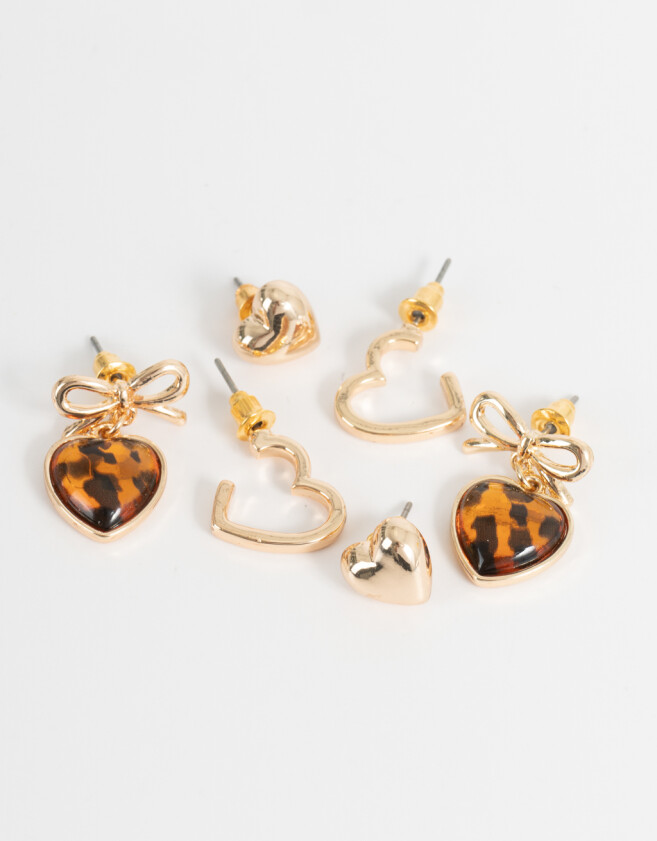 Aros Sets Con corazón Set De Aros Con Corazón - Dorado