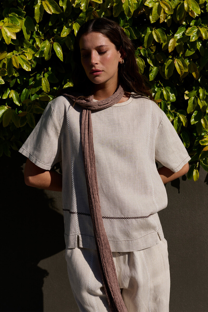 BLUSA LINO CRUZ BEIGE