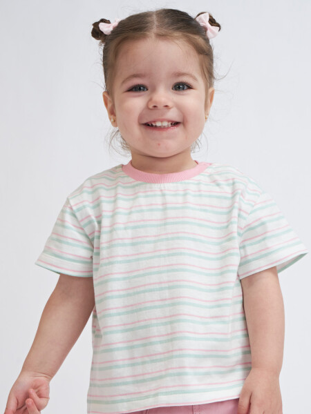 Camiseta manga corta Rayada - Verde