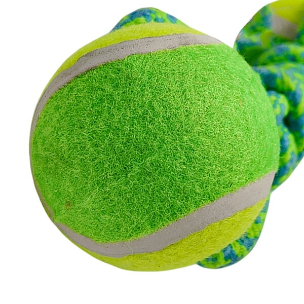 Juguete Perro Pelotas Tenis Cuerda Soga Trenzada Mascotas Variante Color Verde y Azul