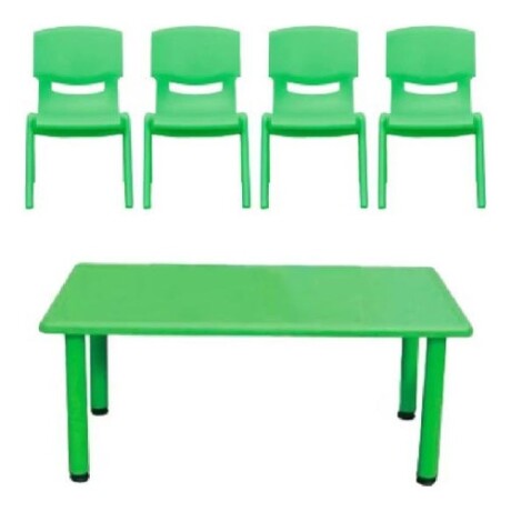 Pack mesa infantil Lumax rectangular + 4 sillas Verde