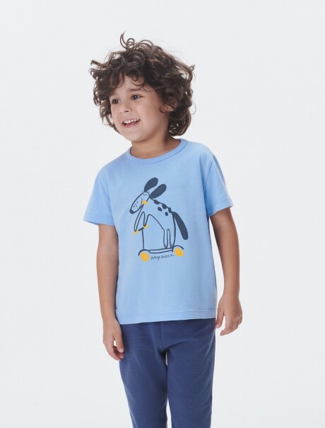 CAMISETA INFANTIL CON ESTAMPA  CELESTE