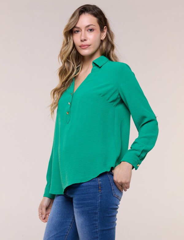Blusa Holgada Triple Botón VERDE